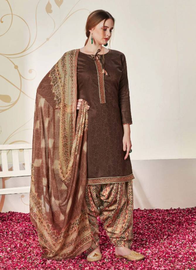 Husna-E-Patiala Pure Heavy Jam Cotton Jacquard With Elegant Kashmiri Style Top Soft Cotton Printed Patiyala Suit Collection 186-001-010